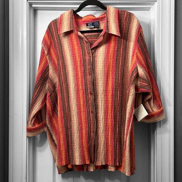 New! Vintage DCC Woman Crinkle Texture Blouse - Picture 1 of 6